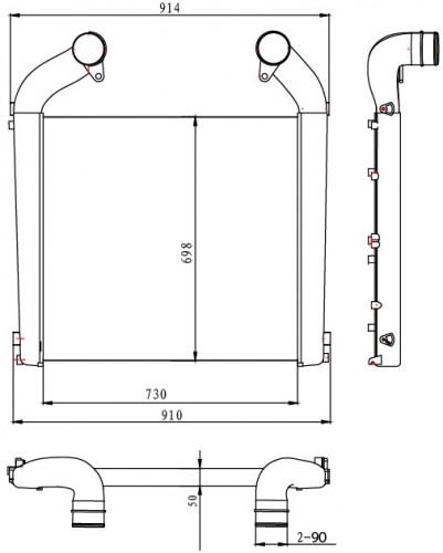 ОНВ (радиатор интеркулера) для а/м Sitrak C7H/Howo T5G с дв. MC11 (сердц. 730*698*50)