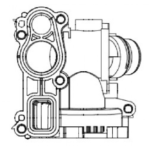 Корпус термостата для автомобилей VW Passat B6 (05-)/Skoda Octavia A5 (04-) 1.8T/2.0T (с пластиковым корпусом, с датчиком)