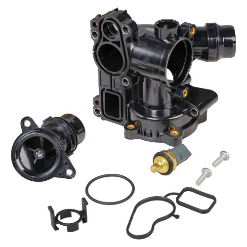 Корпус термостата для автомобилей VW Passat B6 (05-)/Skoda Octavia A5 (04-) 1.8T/2.0T (с пластиковым корпусом, с датчиком)
