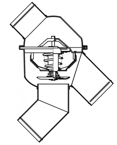 Термостат для автомобилей Shacman F2000/F3000 c дв. WP10 E3/E4 (76°С) (с корпусом)