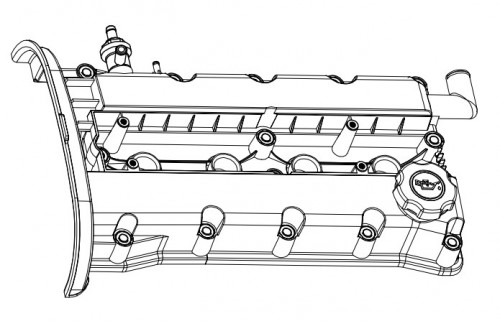 Крышка клапанная для а/м Chevrolet Lacetti (04-)/Aveo (02-) 1.4i/1.6i [L] (пластик., с прокл.)