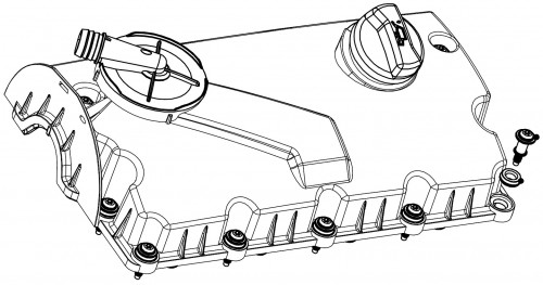 Крышка клапанная для а/м VW Transporter T5 (03-)/Sharan(00-) 1.9d