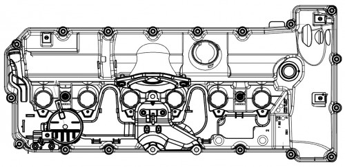 Крышка клапанная для а/м BMW X5 E70 (07-)/5 E60 (03-) 2.5i/3.0i (пласт. с прокл.)