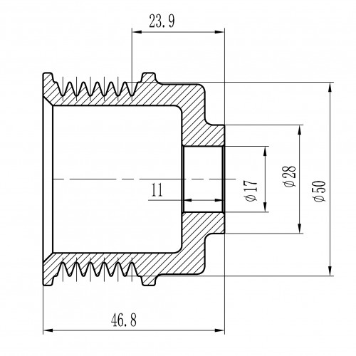 Шкив генератора для автомобилей Газель Бизнес c дв. УМЗ-4216/Evotech 2.7 6PK D50/d17