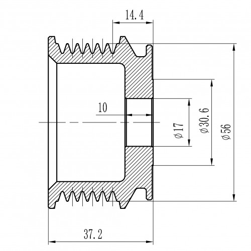 Шкив генератора для автомобилей VAG Octavia A5 (04-)/Octavia I (00-) 1.6i 6PK D56/d17