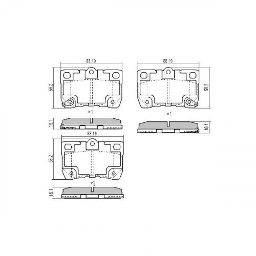 Колодки тормозные дисковые задние для автомобилей Lexus GS (05-) / IS (05-)