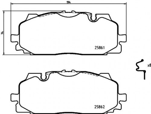 Колодки тормозные дисковые передние для автомобилей Audi A4 (B9) (17-) / A5 (16-) / A6 (18-) / A7 (18-) c тормозной системой Akebono