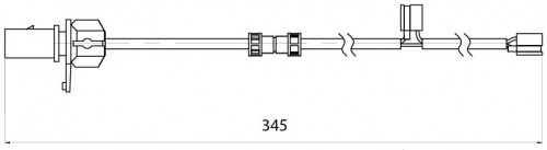 Датчик износа передних тормозных колодок для автомобилей Audi A8 (10-) L=345