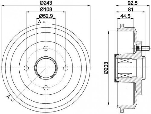Барабаны тормозные для автомобилей Ford Fiesta V (01-) / Fusion (02-) d=203