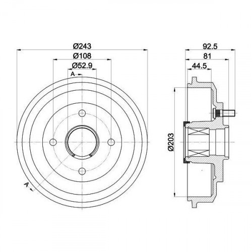 Барабаны тормозные для автомобилей Ford Fiesta V (01-) / Fusion (02-) d=203