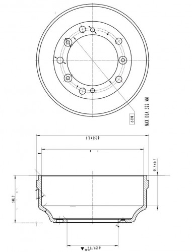 Барабаны тормозные для автомобилей КамАЗ Компас 5 (23-) d=352